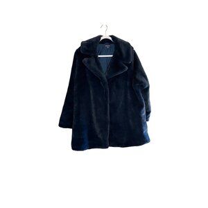 Roamans Womens plus 20W Faux Fur Coat blue/green luxuriously  soft pockets snap